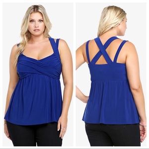 Torrid Blue Crisscross Babydoll Top 5X